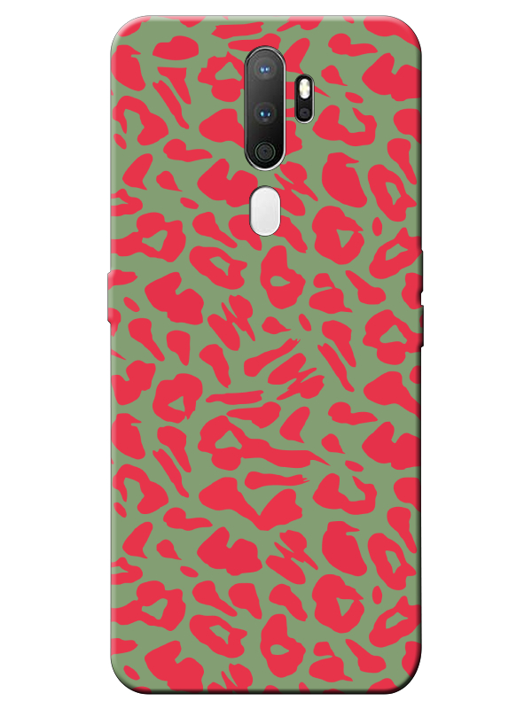 Oppo%20A5%202020%20Leopar%20Desenli%20Yeşil%20Telefon%20Kılıfı