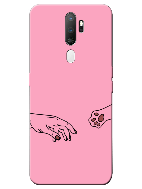 Oppo%20A5%202020%20Hand%20And%20Paw%20Pembe%20Telefon%20Kılıfı