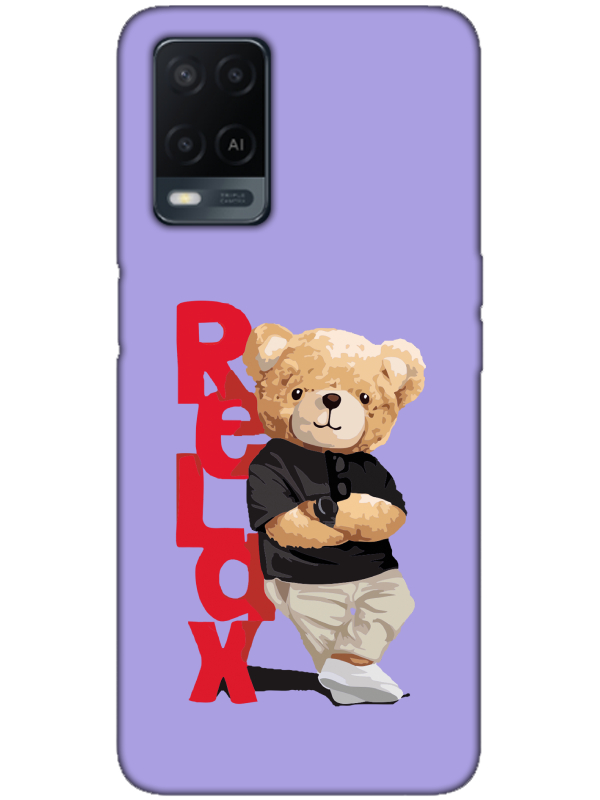 Oppo%20A54%20Teddy%20Bear%20Relax%20Lila%20Telefon%20Kılıfı