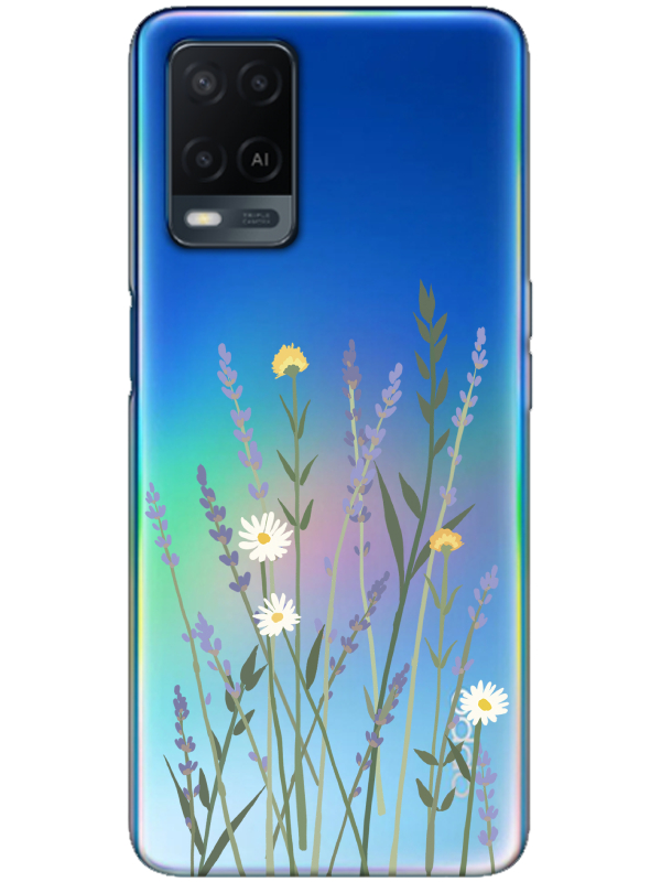 Oppo%20A54%20Lavanta%20Desenli%20Şeffaf%20Telefon%20Kılıfı