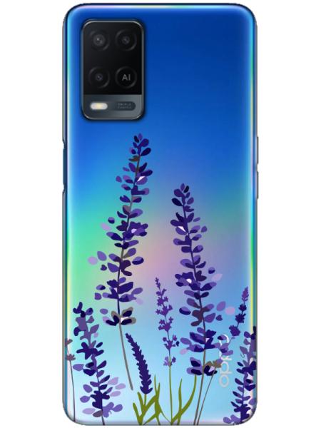 Oppo%20A54%20Lavanta%20Desenli%20Şeffaf%20Telefon%20Kılıfı