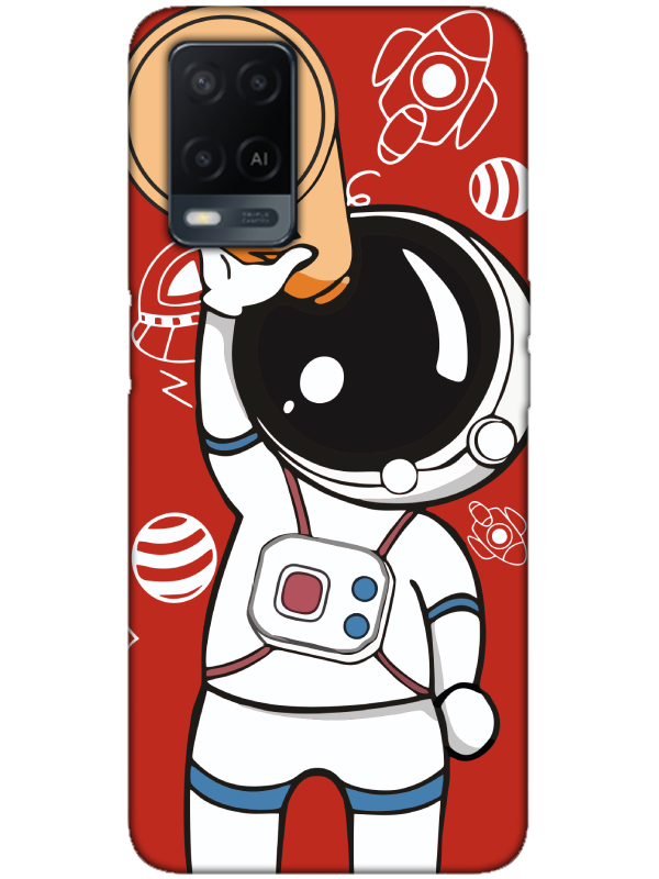 Oppo%20A54%20Astronot%20Kırmızı%20Telefon%20Kılıfı