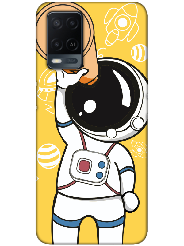 Oppo%20A54%20Astronot%20Sarı%20Telefon%20Kılıfı