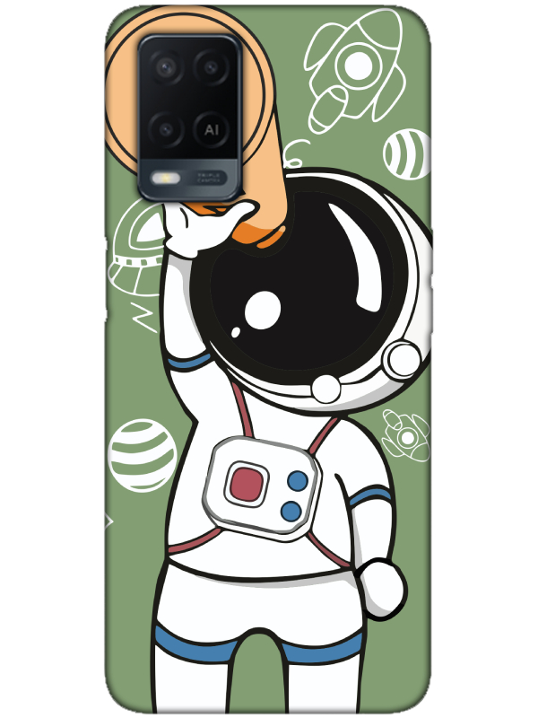 Oppo%20A54%20Astronot%20Yeşil%20Telefon%20Kılıfı