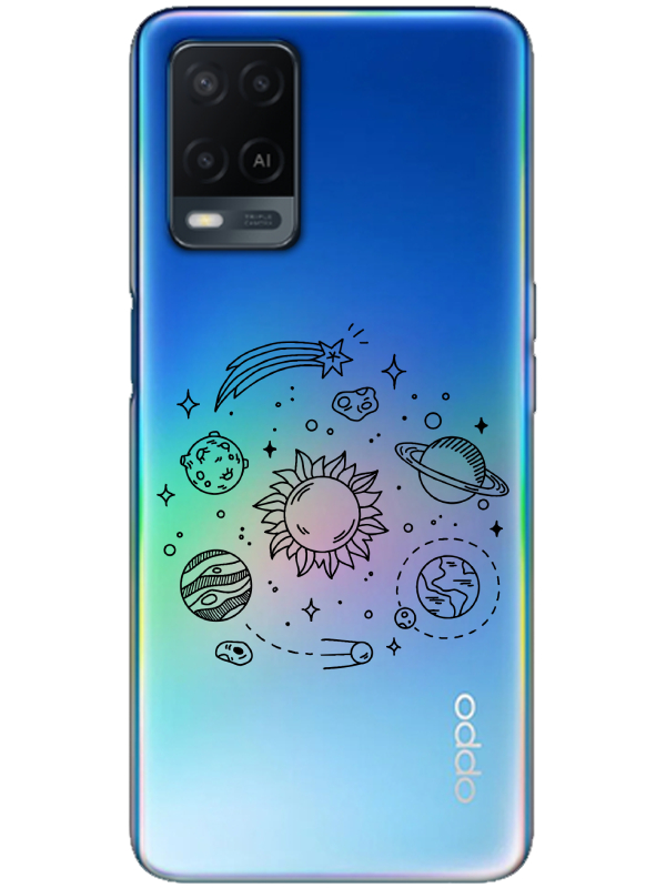 Oppo%20A54%20Gezegen%20Şeffaf%20Telefon%20Kılıfı