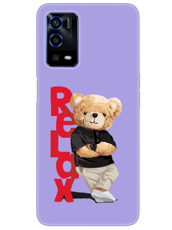 Oppo%20A55%20Teddy%20Bear%20Relax%20Lila%20Telefon%20Kılıfı