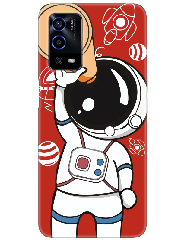 Oppo%20A55%20Astronot%20Kırmızı%20Telefon%20Kılıfı