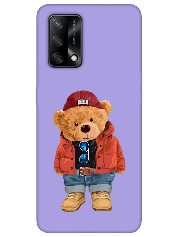 Oppo%20A74%20Teddy%20Bear%20Lila%20Telefon%20Kılıfı