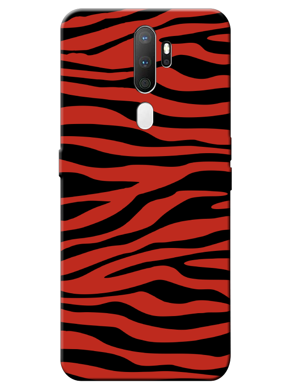 Oppo%20A9%202020%20Zebra%20Desen%20Kırmızı%20Telefon%20Kılıfı