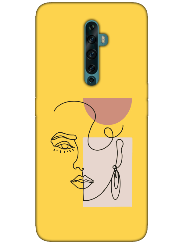 Oppo%20Reno2%20Z%20Women%20Art%20Sarı%20Telefon%20Kılıfı