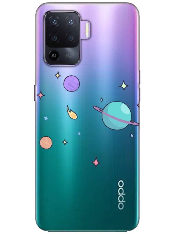 Oppo%20Reno%205%20Lite%20Gezegen%20Tasarım%20Şeffaf%20Telefon%20Kılıfı