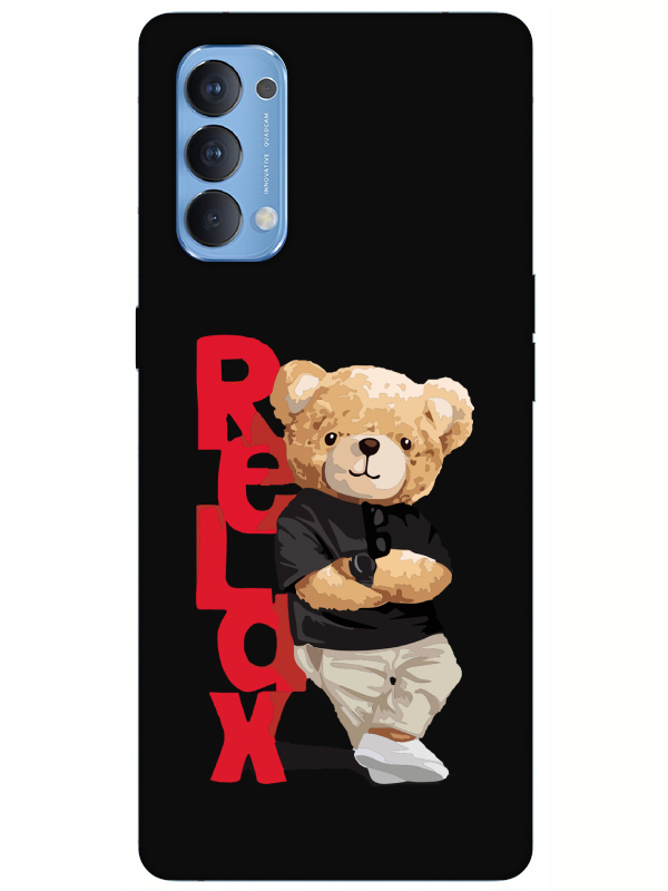 Oppo%20Reno%204%20Teddy%20Bear%20Relax%20Siyah%20Telefon%20Kılıfı