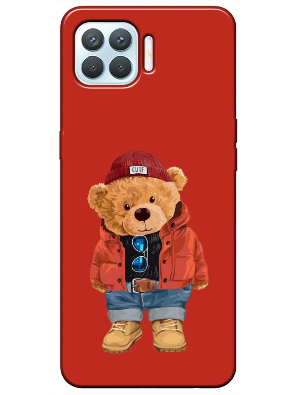 Oppo%20Reno%204%20Lite%20Teddy%20Bear%20Kırmızı%20Telefon%20Kılıfı