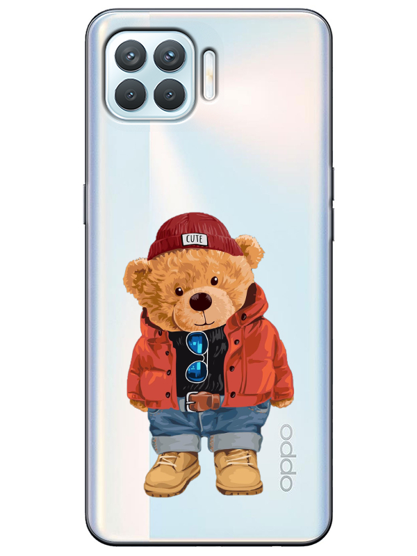 Oppo%20Reno%204%20Lite%20Teddy%20Bear%20Şeffaf%20Telefon%20Kılıfı