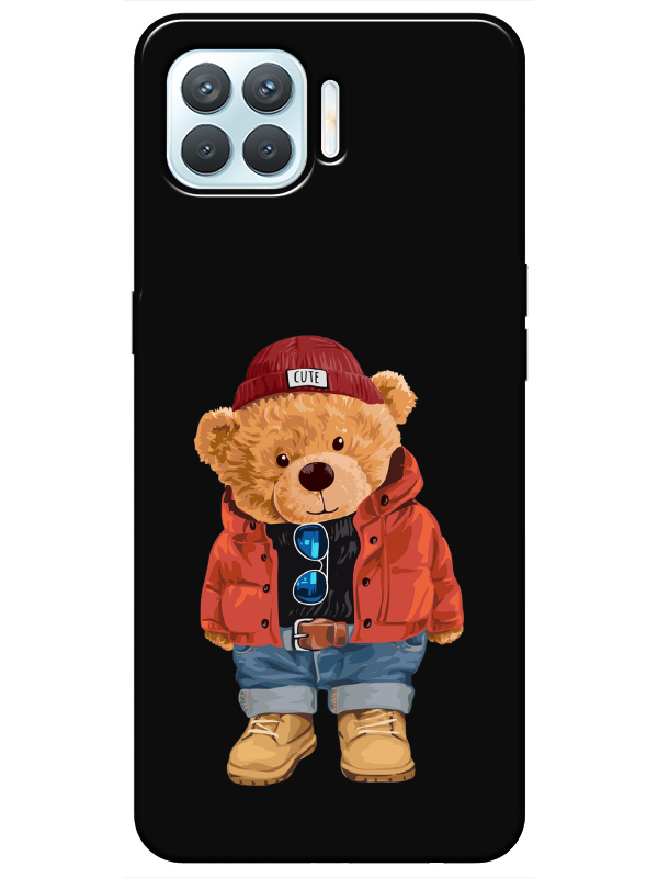 Oppo%20Reno%204%20Lite%20Teddy%20Bear%20Siyah%20Telefon%20Kılıfı