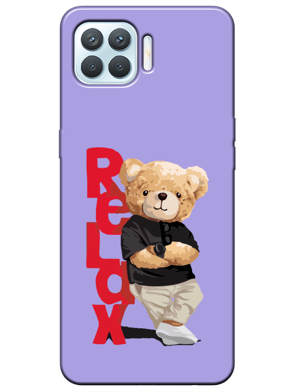 Oppo%20Reno%204%20Lite%20Teddy%20Bear%20Relax%20Lila%20Telefon%20Kılıfı