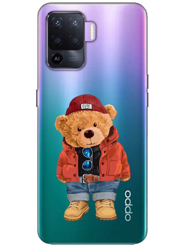 Oppo%20Reno%205%20Lite%20Teddy%20Bear%20Şeffaf%20Telefon%20Kılıfı