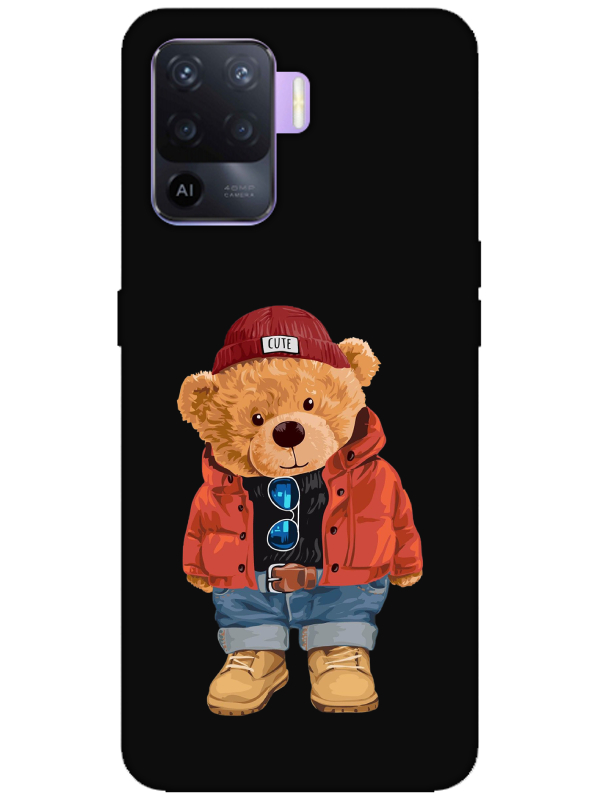 Oppo%20Reno%205%20Lite%20Teddy%20Bear%20Siyah%20Telefon%20Kılıfı