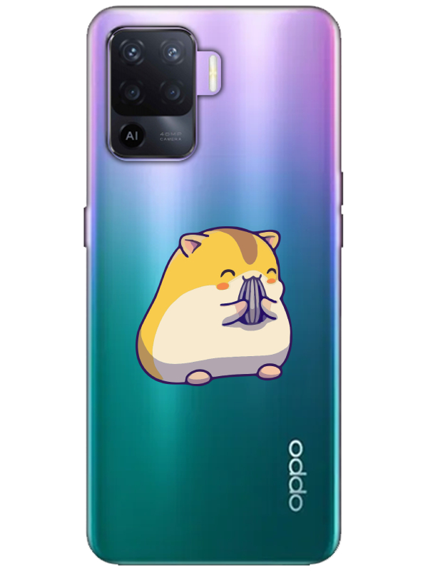 Oppo%20Reno%205%20Lite%20Sevimli%20Hamster%20Şeffaf%20Telefon%20Kılıfı