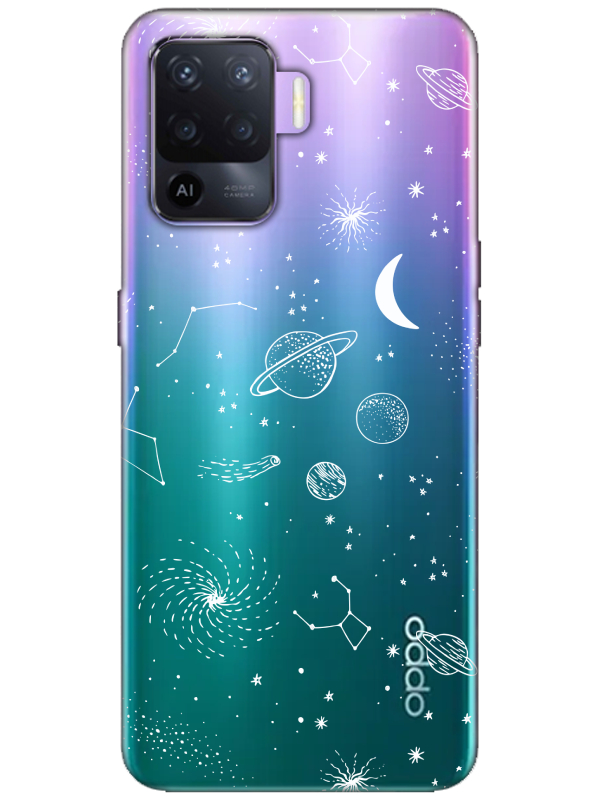 Oppo%20Reno%205%20Lite%20Gezegenler%20Şeffaf%20Telefon%20Kılıfı