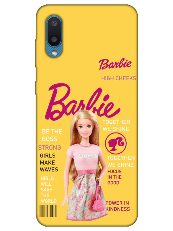 Samsung%20A02%20Barbie%20Sarı%20Telefon%20Kılıfı