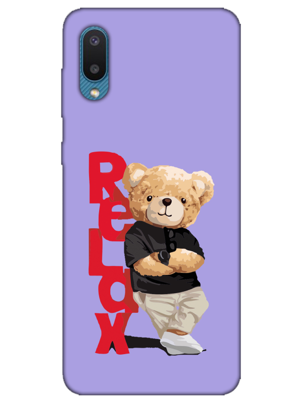 Samsung%20A02%20Teddy%20Bear%20Relax%20Lila%20Telefon%20Kılıfı