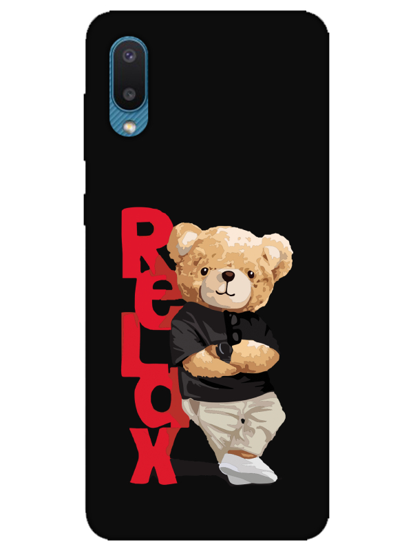 Samsung%20A02%20Teddy%20Bear%20Relax%20Siyah%20Telefon%20Kılıfı