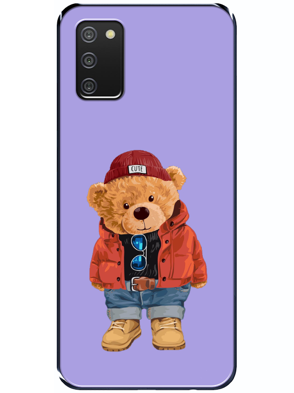 Samsung%20A02s%20Teddy%20Bear%20Lila%20Telefon%20Kılıfı