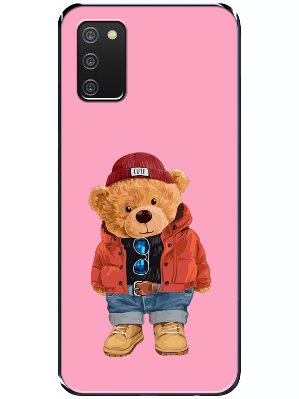 Samsung%20A02s%20Teddy%20Bear%20Pembe%20Telefon%20Kılıfı