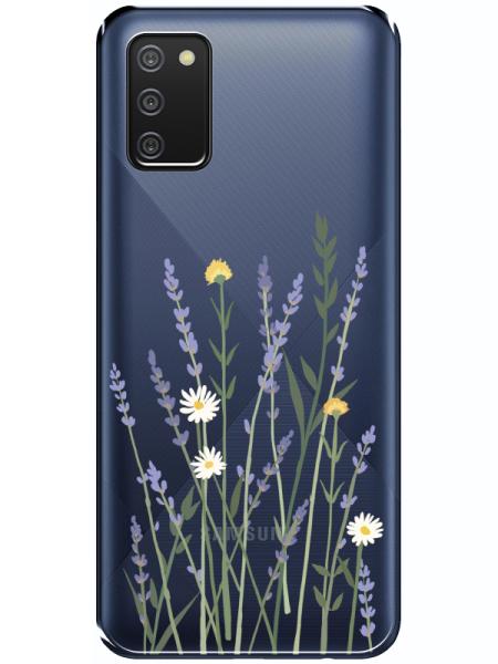 Samsung%20A02s%20Lavanta%20Desenli%20Şeffaf%20Telefon%20Kılıfı