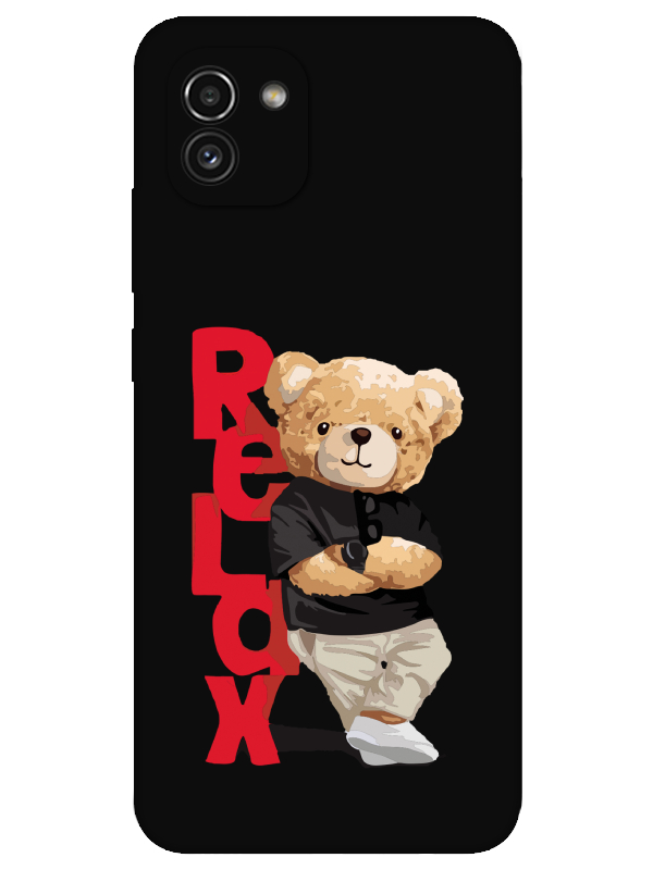 Samsung%20A03%20Teddy%20Bear%20Relax%20Siyah%20Telefon%20Kılıfı