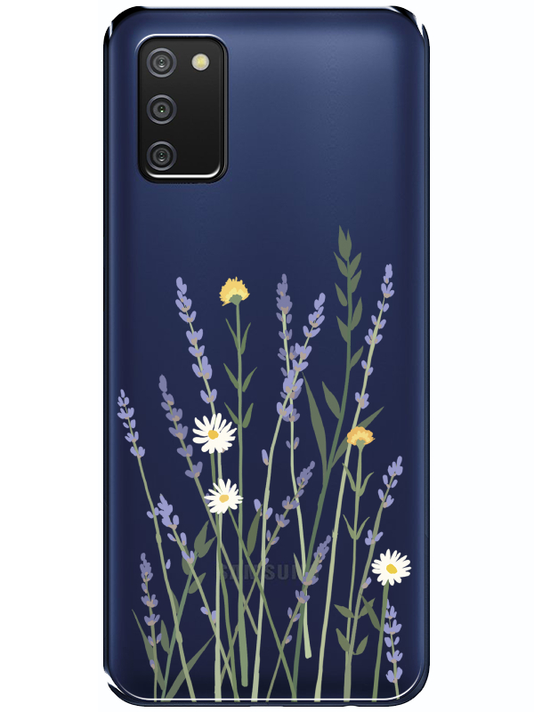 Samsung%20A03s%20Lavanta%20Desenli%20Şeffaf%20Telefon%20Kılıfı