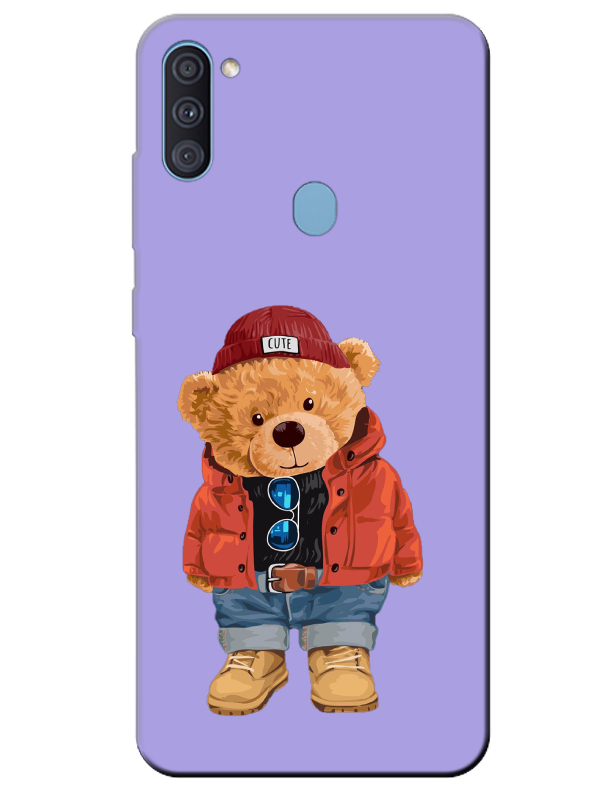 Samsung%20A11%20Teddy%20Bear%20Lila%20Telefon%20Kılıfı