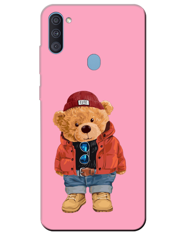 Samsung%20A11%20Teddy%20Bear%20Pembe%20Telefon%20Kılıfı