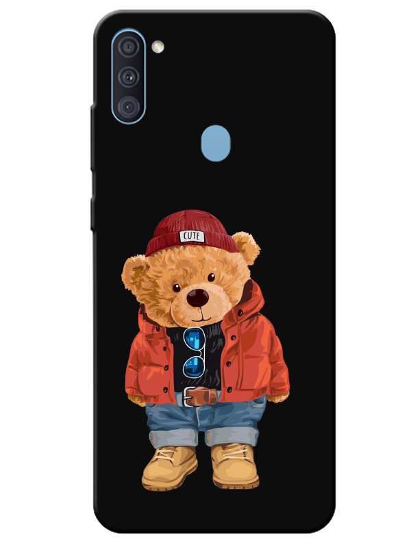 Samsung%20A11%20Teddy%20Bear%20Siyah%20Telefon%20Kılıfı