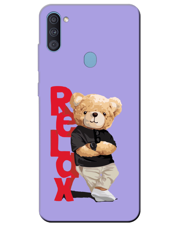 Samsung%20A11%20Teddy%20Bear%20Relax%20Lila%20Telefon%20Kılıfı