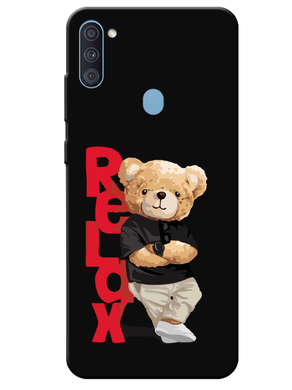 Samsung%20A11%20Teddy%20Bear%20Relax%20Siyah%20Telefon%20Kılıfı