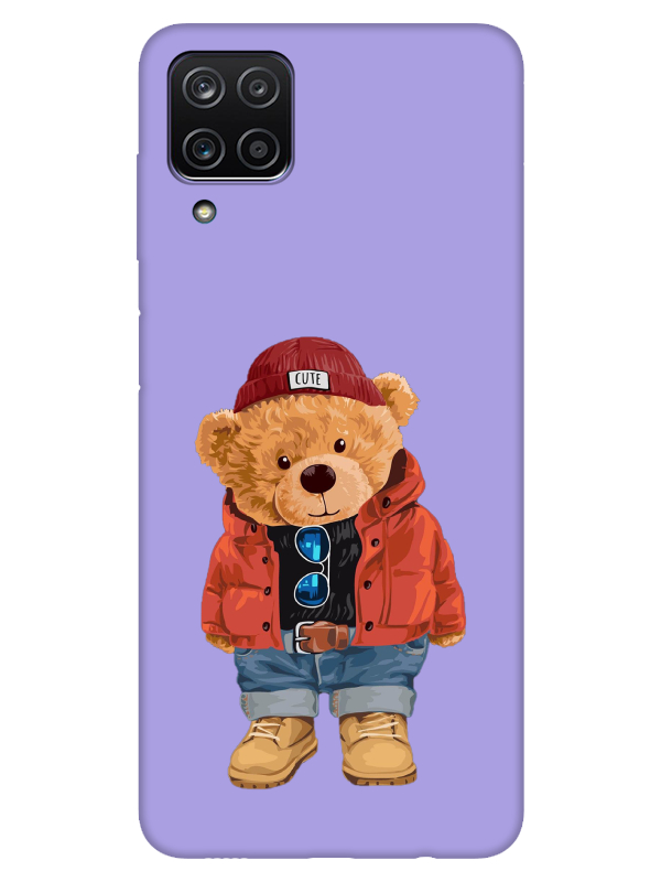 Samsung%20A12%20Teddy%20Bear%20Lila%20Telefon%20Kılıfı