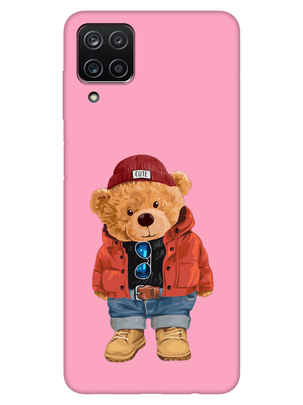 Samsung%20A12%20Teddy%20Bear%20Pembe%20Telefon%20Kılıfı