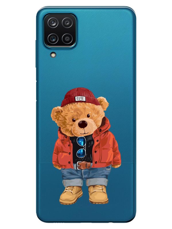 Samsung%20A12%20Teddy%20Bear%20Şeffaf%20Telefon%20Kılıfı