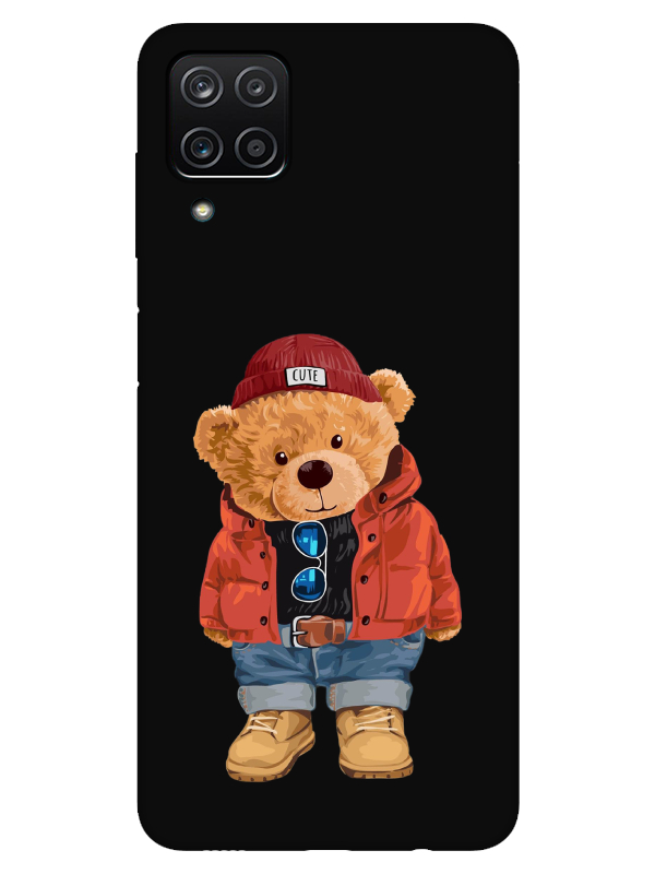 Samsung%20A12%20Teddy%20Bear%20Siyah%20Telefon%20Kılıfı