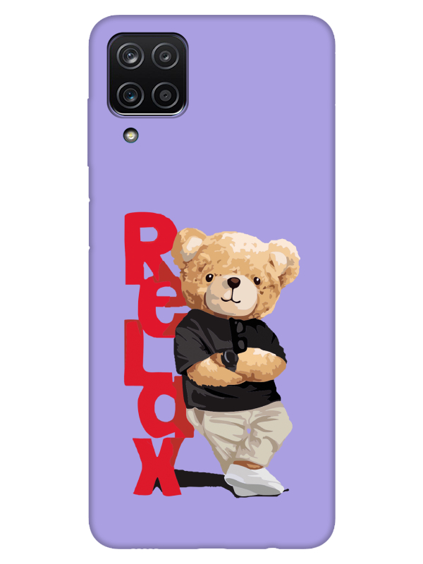 Samsung%20A12%20Teddy%20Bear%20Relax%20Lila%20Telefon%20Kılıfı