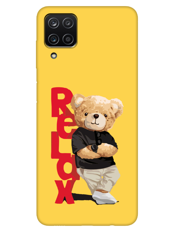 Samsung%20A12%20Teddy%20Bear%20Relax%20Sarı%20Telefon%20Kılıfı