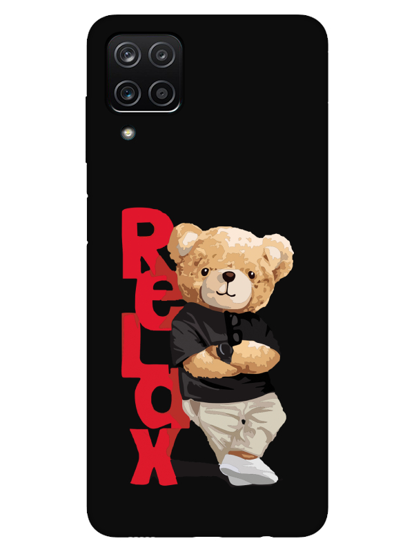 Samsung%20A12%20Teddy%20Bear%20Relax%20Siyah%20Telefon%20Kılıfı