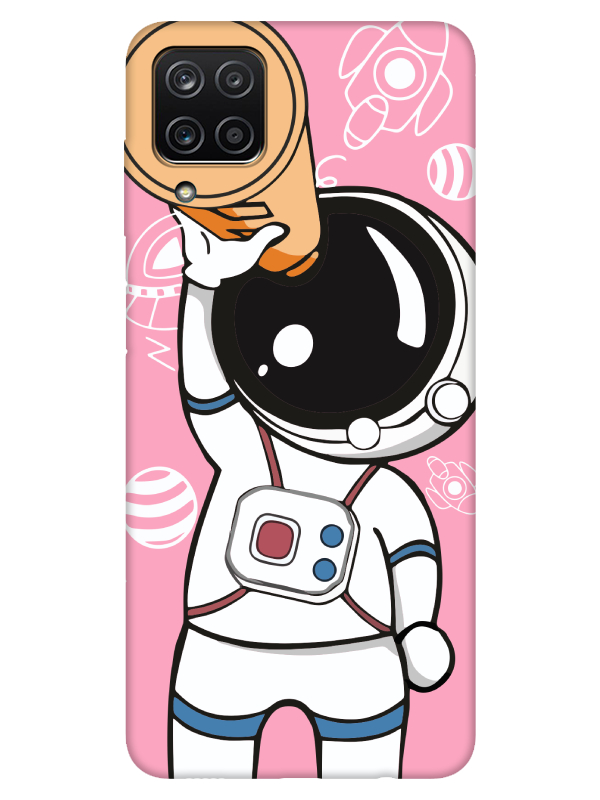 Samsung%20A12%20Astronot%20Pembe%20Telefon%20Kılıfı