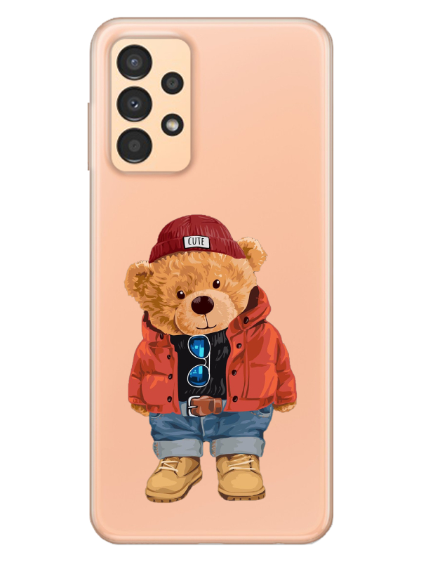 Samsung%20A13%20Teddy%20Bear%20Şeffaf%20Telefon%20Kılıfı