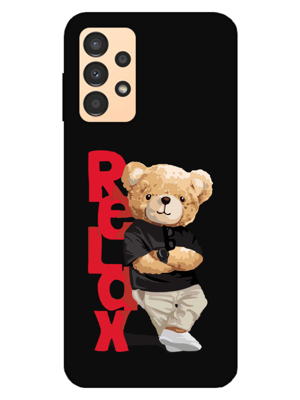 Samsung%20A13%20Teddy%20Bear%20Relax%20Siyah%20Telefon%20Kılıfı