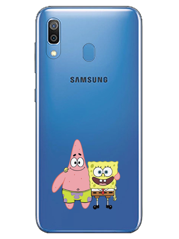 Samsung%20A20%20Sünger%20Bob%20Ve%20Patrickstar%20Şeffaf%20Telefon%20Kılıfı