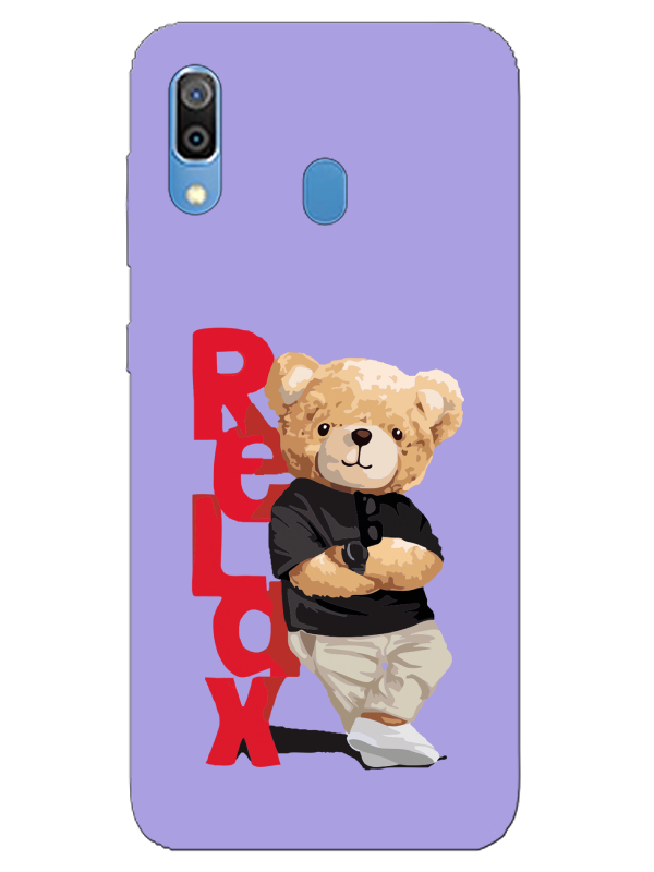 Samsung%20A20%20Teddy%20Bear%20Relax%20Lila%20Telefon%20Kılıfı