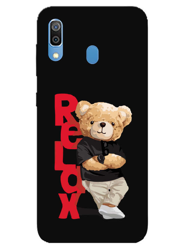 Samsung%20A20%20Teddy%20Bear%20Relax%20Siyah%20Telefon%20Kılıfı